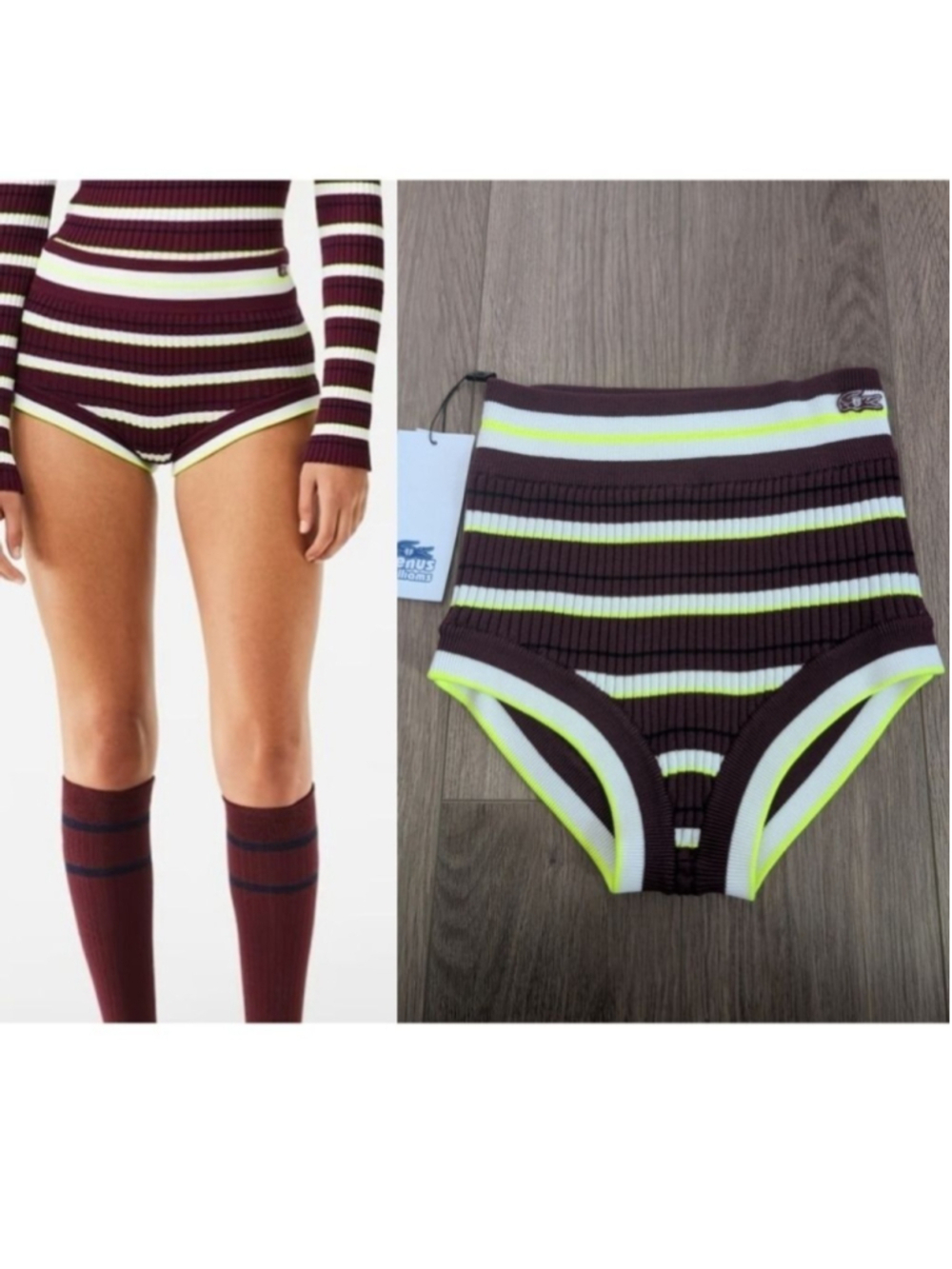 NWT Lacoste x EleVen by Venus | Striped Ribbed Lounge Shorts